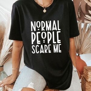 Black Graphic Tee with Bold White Text